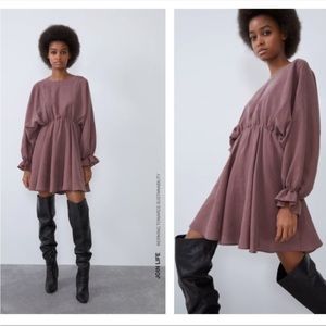 ZARA Voluminous Dress Dusty Mauve Size Small